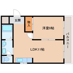 一分駅 徒歩5分 2階の物件間取画像